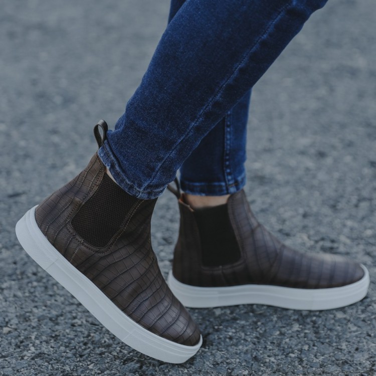 Kahverengi Kroko Chelsea Boot