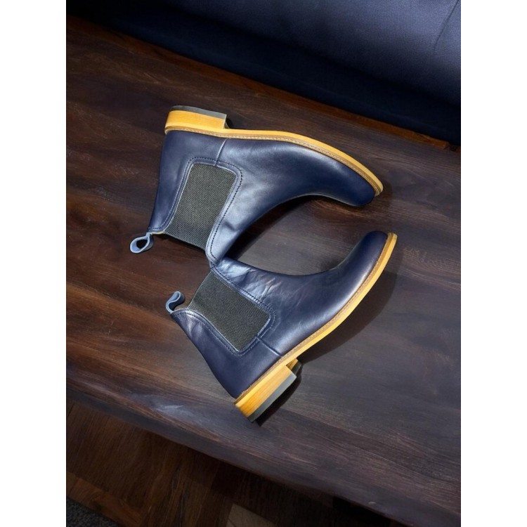 Lacivert Deri Chelsea Boot 