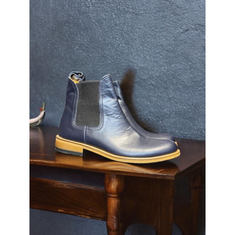 Lacivert Deri Chelsea Boot 