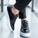 Gri Süet Detaylı Siyah Sneakers